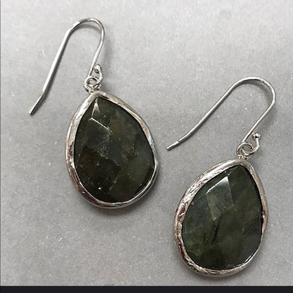 Labradorite Pear Cut/Sterling Silver Bezel Set Earrings-Boutique - Picture 5 of 12